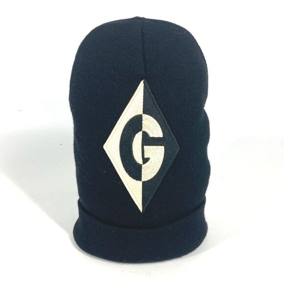 GUCCI beanie hat knit hat knit cap logo Knit hat wool Black/White